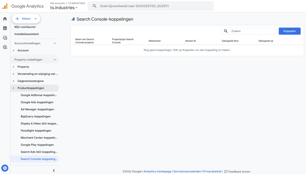 google analytics koppelen met search console