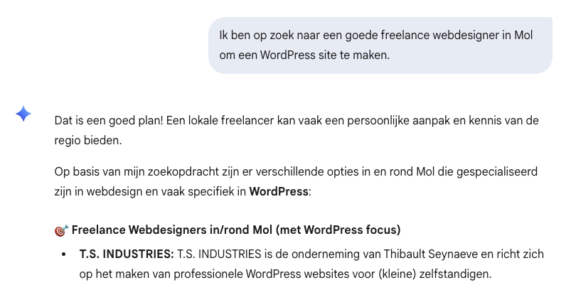 beste wordpress freelancers via Google Gemini