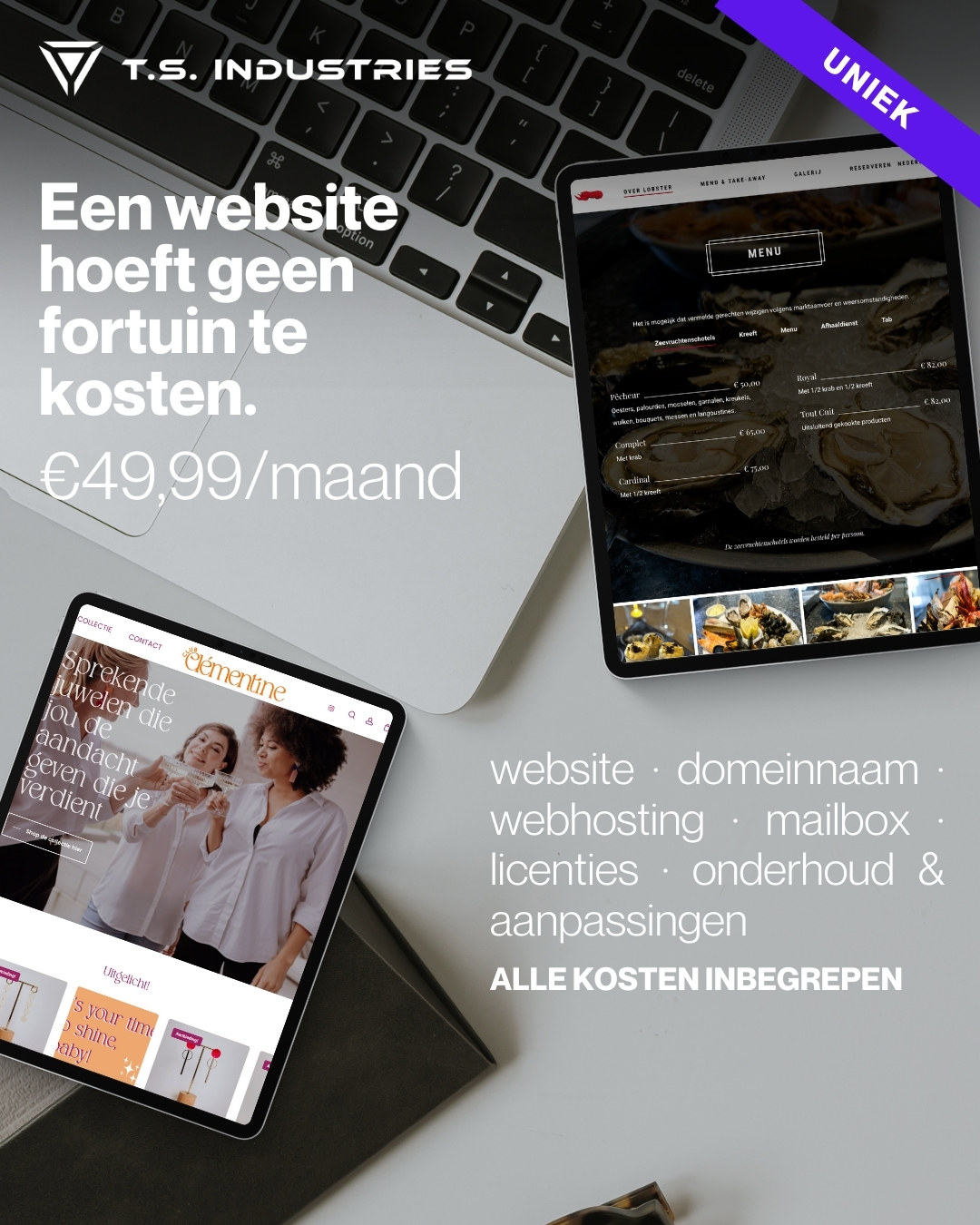 ts industries startersdeal website voor 49,99 euro