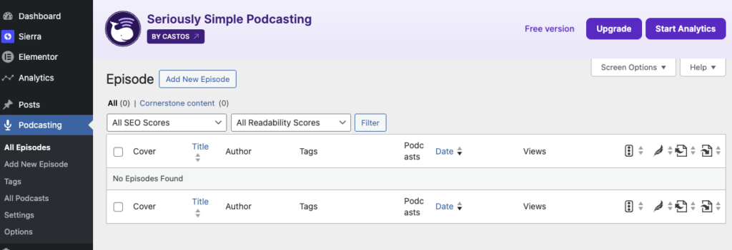 seriously simple podcasting dashboard