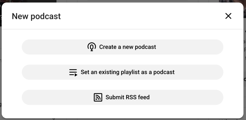 nieuwe podcast toevoegen via youtube studio