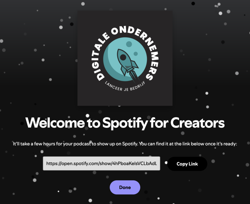 spotify podcast succesvol toegevoegd