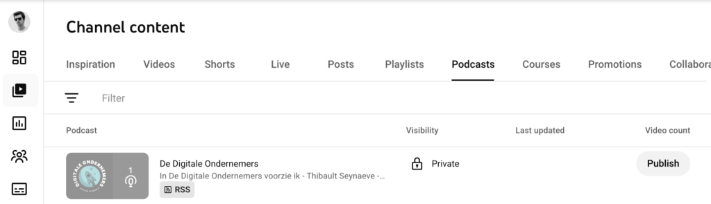 podcast publiceren via youtube podcasts