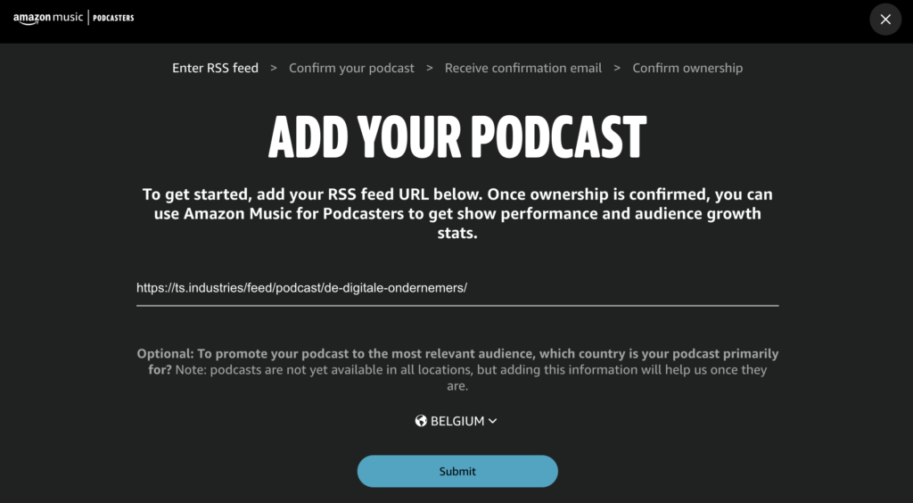 amazon music podcast toevoegen