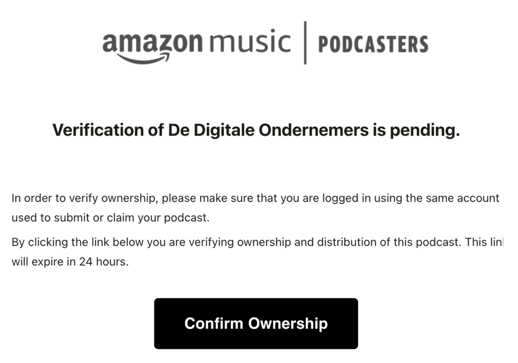 amazon podcasts email verificatie
