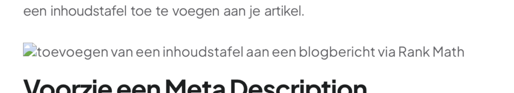 Voorbeeld van hoe alt-tekst wordt getoond in de browser bij een kapotte afbeelding