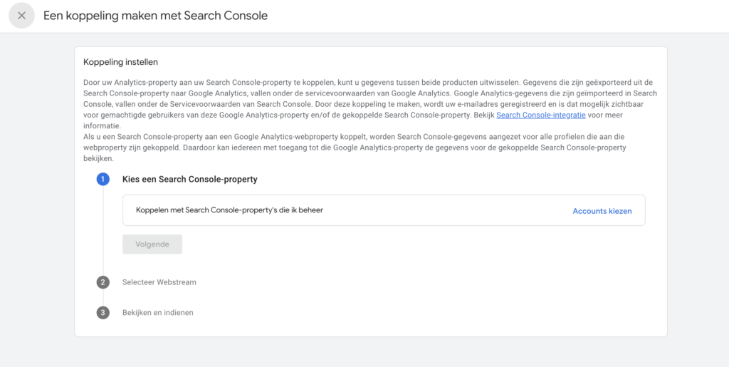 google analytics koppeling search console