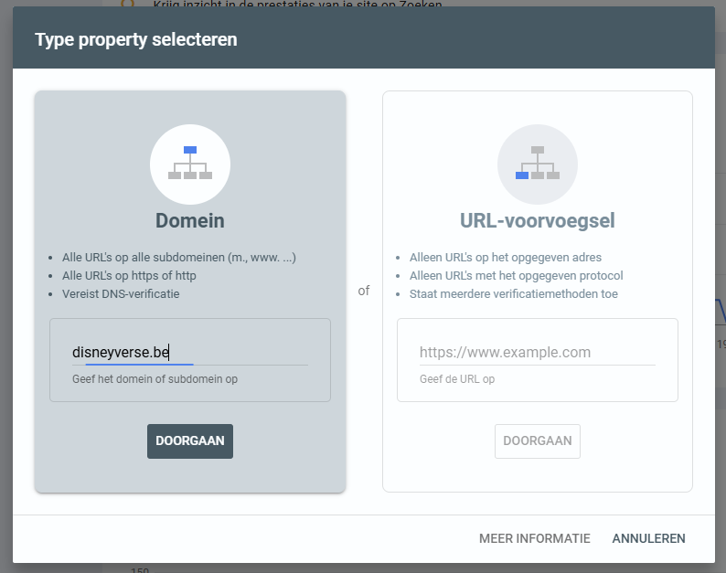 google search console domein toevoegen