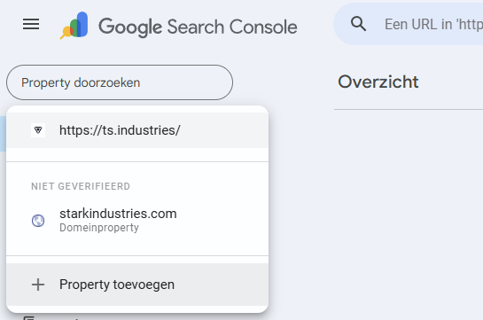 google search console property toevoegen