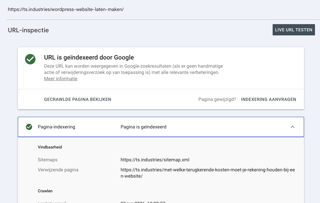 google search console url inspecteren