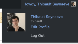 WordPress profiel instellingen in dashboard, met "Edit profile" optie uitgelicht. 