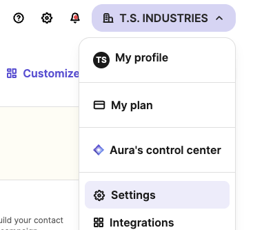 Brevo navigatie om naar Settings te gaan.