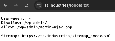 Voorbeeld van een robots.txt file met een sitemap referentie.