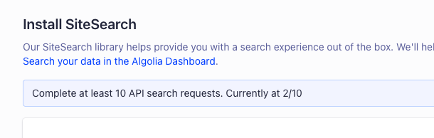 Instellen van Algolia Sitesearch door zoekopdrachten uit te voeren.
