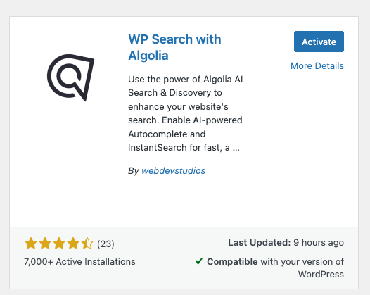 WP Search with Algolia plugin van webdevstudios