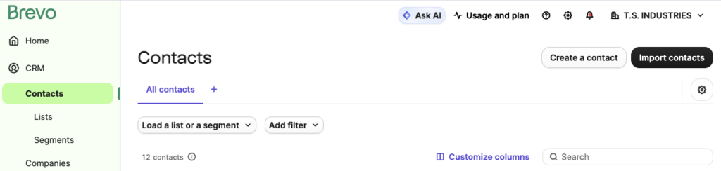 Een contact aanmaken in Brevo